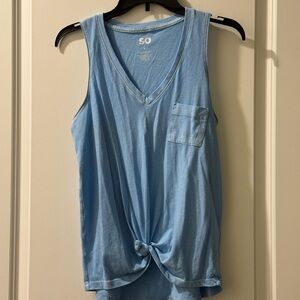 SO Women's Light Blue Knot Front Tank Top